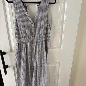 American Eagle Outfitters Navy and White Striped Jumpsuit